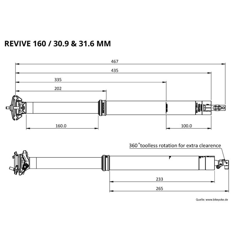 Bikeyoke Revive 2.0 Dropper Sattelstütze 31,6mm